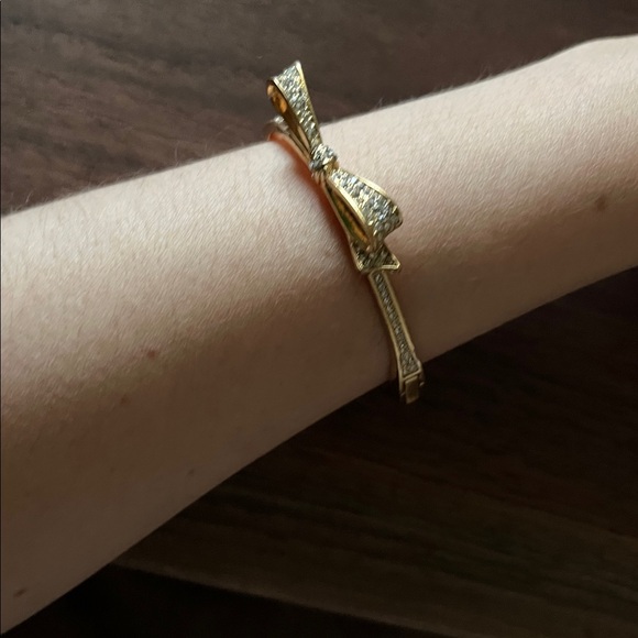 Kate Spade Love Notes Crystal Hinged Bangle Gold - Picture 6 of 15